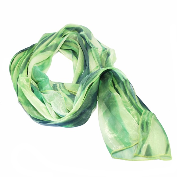 Limegreen Floow Long Scarf 50% Silk - Picture 1 of 3